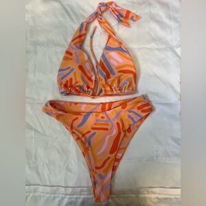 Aurelle Orange Pattern Bikini